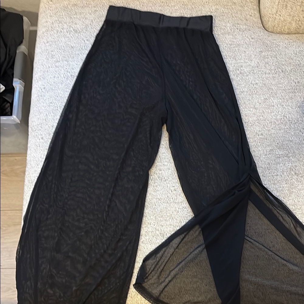 Elegant Black Sheer Women's Pants